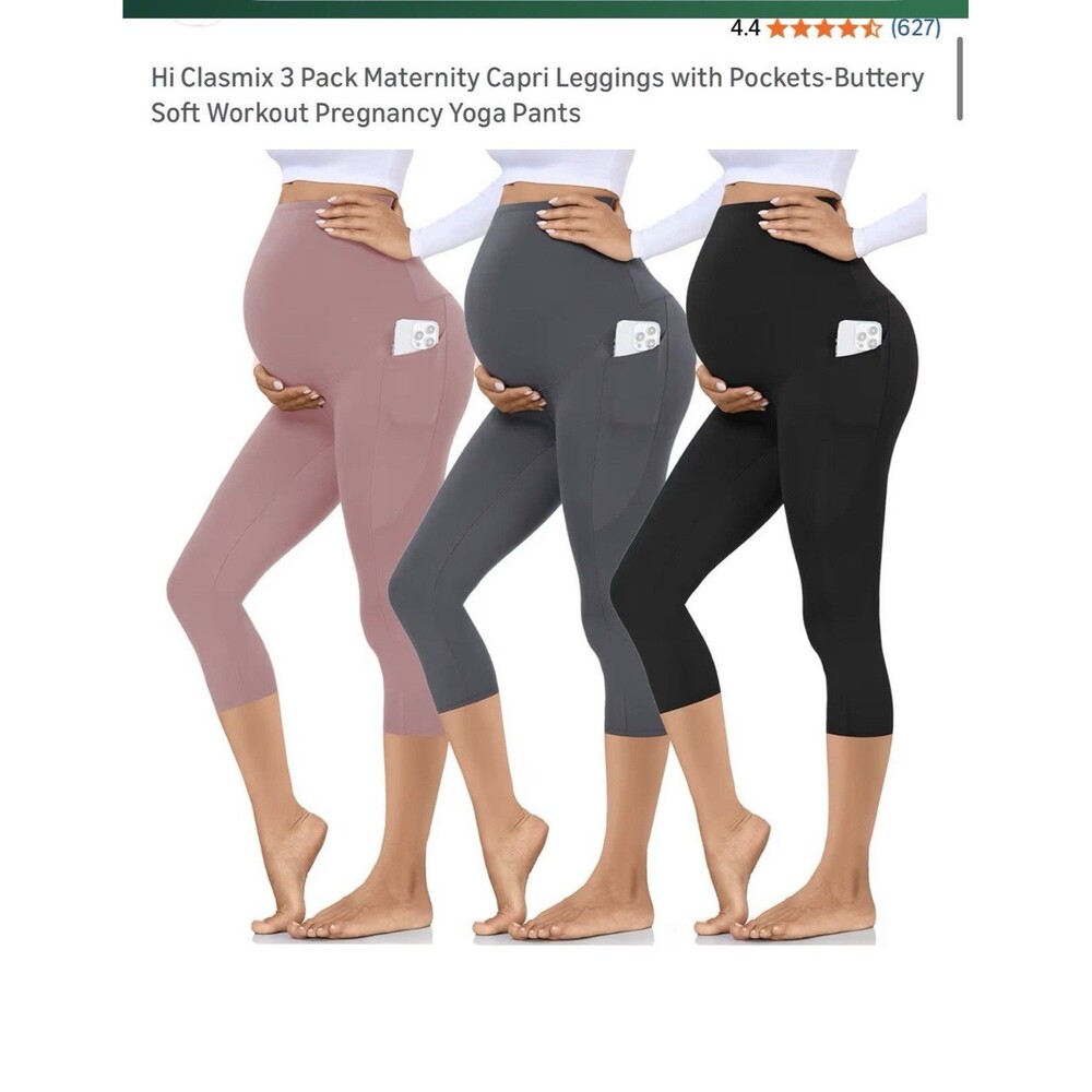 Women's Maternity Leggings over the Belly Pregnancy Active Wear Size M (3-Pack)